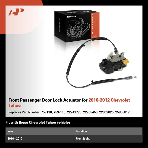 Front Passenger Door Lock Actuator for 2010-2012 Chevrolet Tahoe