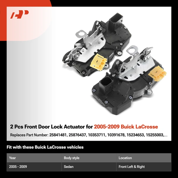 2 Pcs Front Door Lock Actuator for 2005-2009 Buick LaCrosse