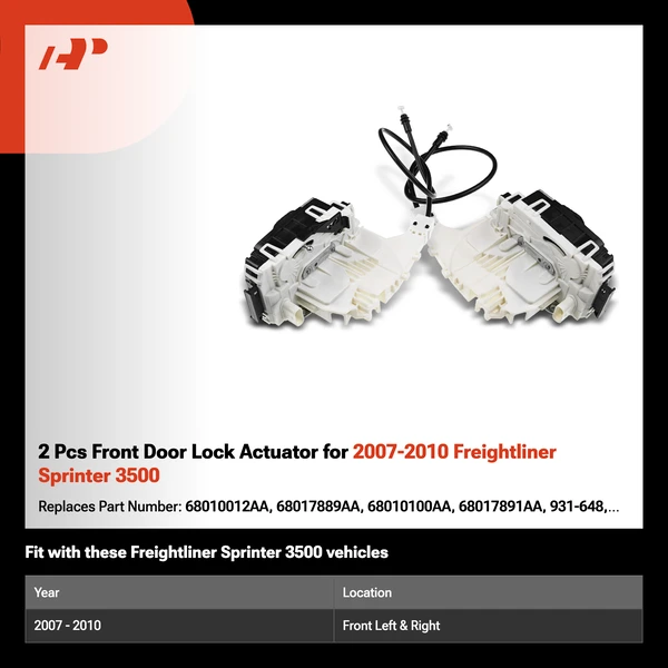 2 Pcs Front Door Lock Actuator for 2007-2010 Freightliner Sprinter 3500