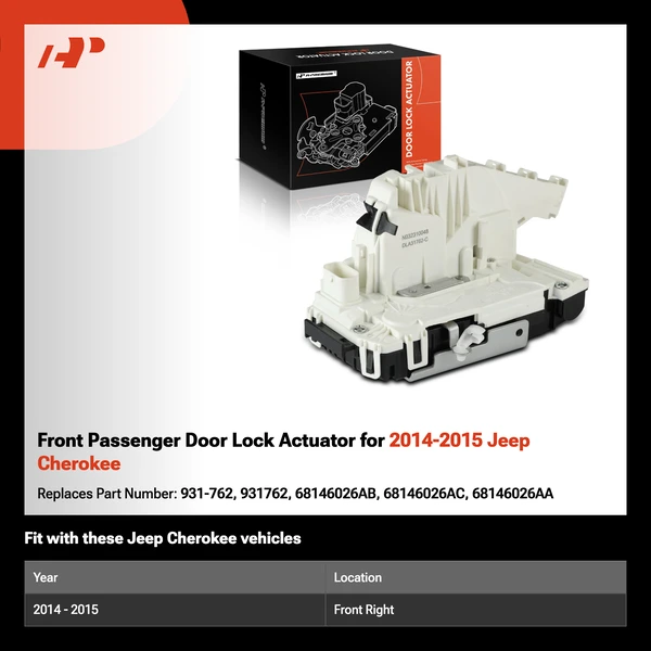 Front Passenger Door Lock Actuator for 2014-2015 Jeep Cherokee