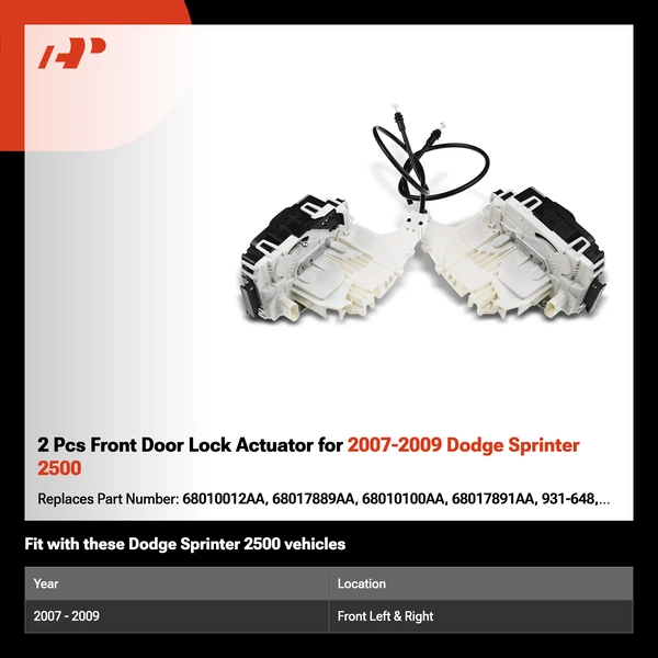 2 Pcs Front Door Lock Actuator for 2007-2009 Dodge Sprinter 2500