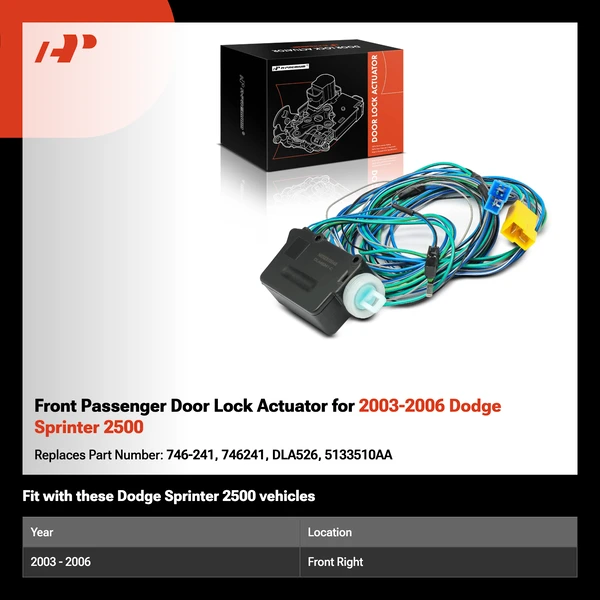 Front Passenger Door Lock Actuator for 2003-2006 Dodge Sprinter 2500