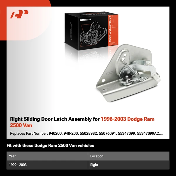 Right Sliding Door Latch Assembly for 1996-2003 Dodge Ram 2500 Van