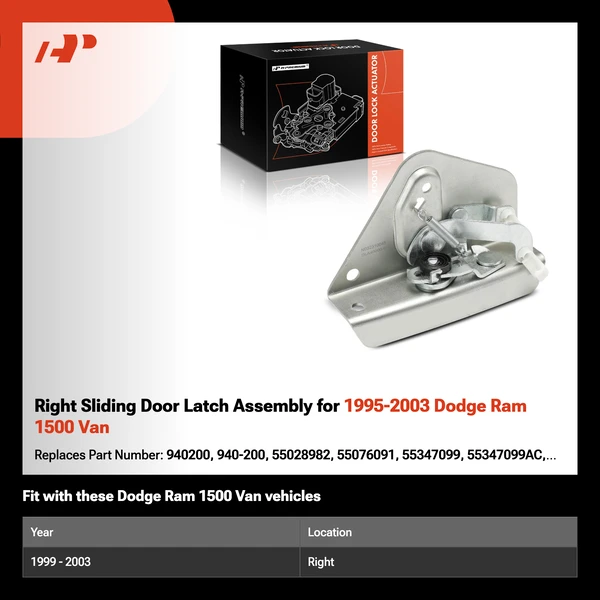 Right Sliding Door Latch Assembly for 1995-2003 Dodge Ram 1500 Van