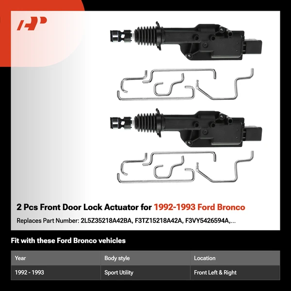 2 Pcs Front Door Lock Actuator for 1992-1993 Ford Bronco