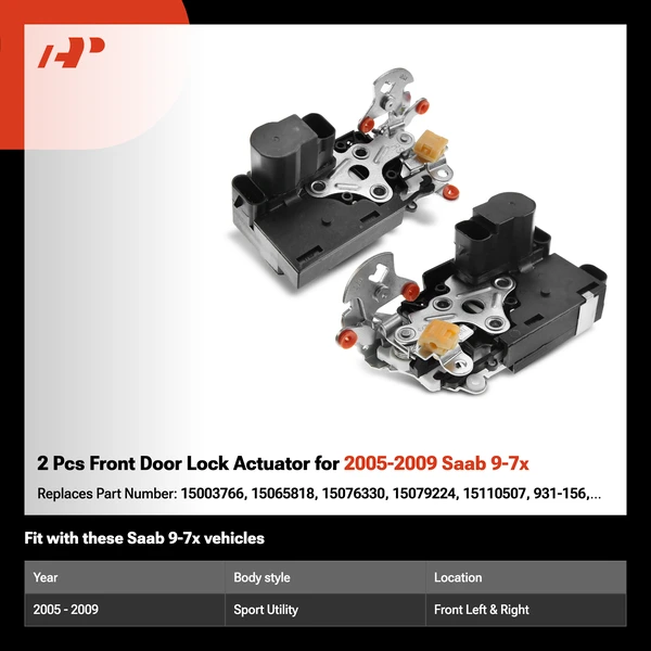 2 Pcs Front Door Lock Actuator for 2005-2009 Saab 9-7x