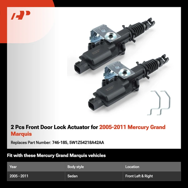 2 Pcs Front Door Lock Actuator for 2005-2011 Mercury Grand Marquis