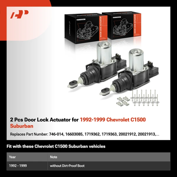 2 Pcs Door Lock Actuator for 1992-1999 Chevrolet C1500 Suburban