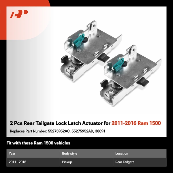 2 Pcs Rear Tailgate Lock Latch Actuator for 2011-2016 Ram 1500