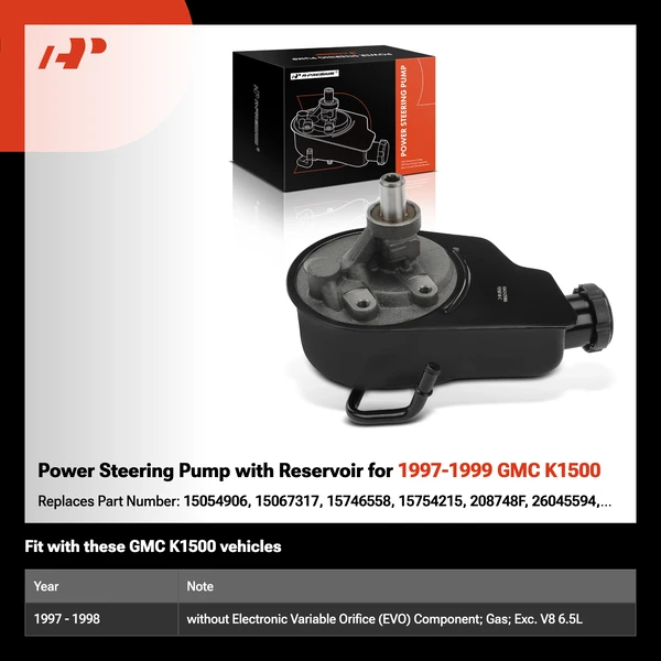 Power Steering Pump with Reservoir for 1997-1999 GMC K1500