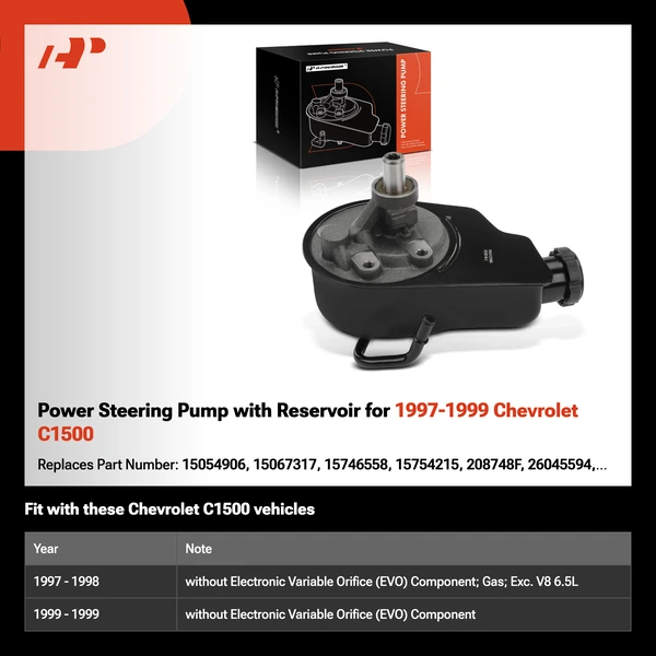Power Steering Pump with Reservoir for 1997-1999 Chevrolet C1500