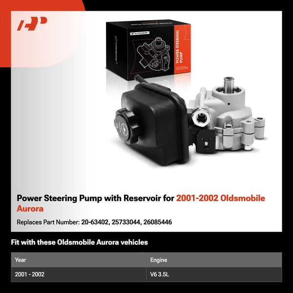 Power Steering Pump with Reservoir for 2001-2002 Oldsmobile Aurora