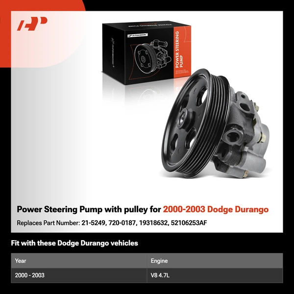 Power Steering Pump with pulley for 2000-2003 Dodge Durango