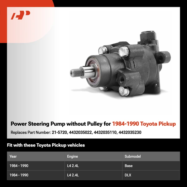 Power Steering Pump without Pulley for 1984-1990 Toyota Pickup