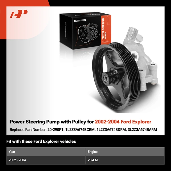 Power Steering Pump with Pulley for 2002-2004 Ford Explorer