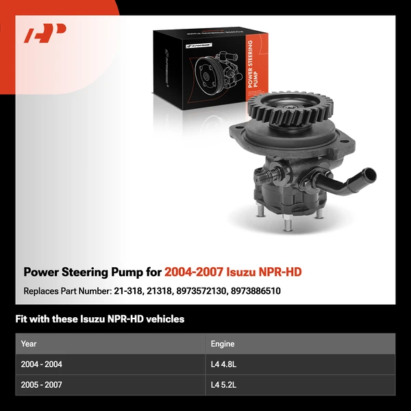 Power Steering Pump for 2004-2007 Isuzu NPR-HD