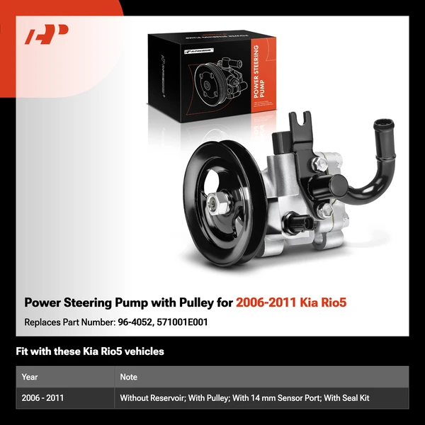 Power Steering Pump with Pulley for 2006-2011 Kia Rio5