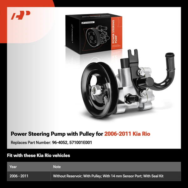 Power Steering Pump with Pulley for 2006-2011 Kia Rio