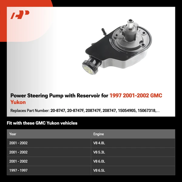 Power Steering Pump with Reservoir for 1997 2001-2002 GMC Yukon