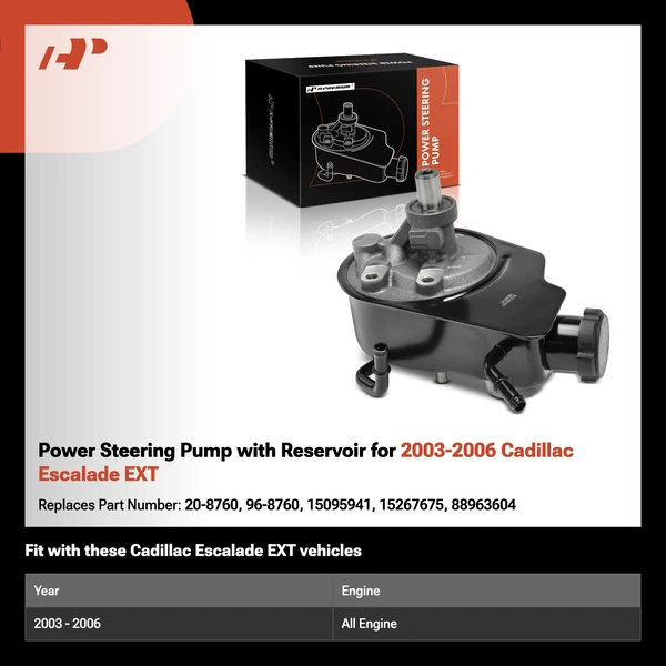 Power Steering Pump with Reservoir for 2003-2006 Cadillac Escalade EXT