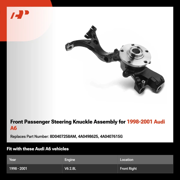 Front Passenger Steering Knuckle Assembly for 1998-2001 Audi A6