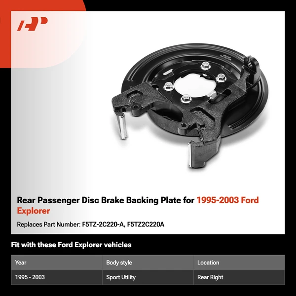 Rear Passenger Disc Brake Backing Plate for 1995-2003 Ford Explorer