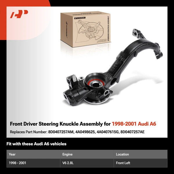 Front Driver Steering Knuckle Assembly for 1998-2001 Audi A6