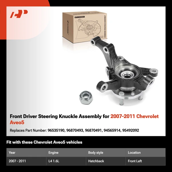 Front Driver Steering Knuckle Assembly for 2007-2011 Chevrolet Aveo5