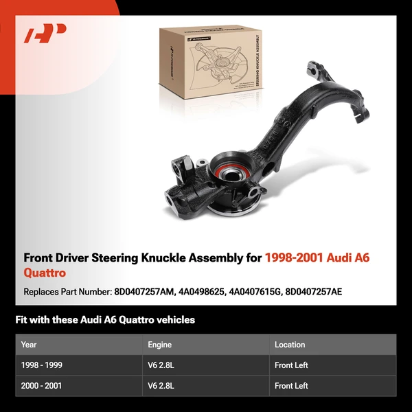Front Driver Steering Knuckle Assembly for 1998-2001 Audi A6 Quattro