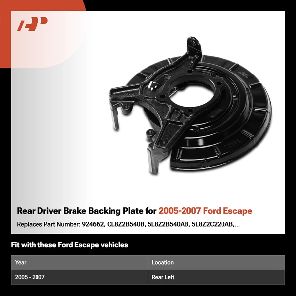 Rear Driver Brake Backing Plate for 2005-2007 Ford Escape