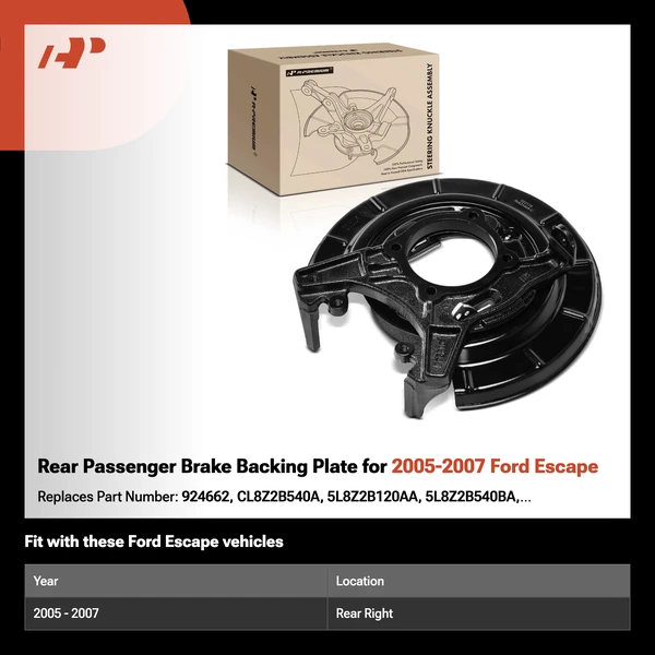 Rear Passenger Brake Backing Plate for 2005-2007 Ford Escape