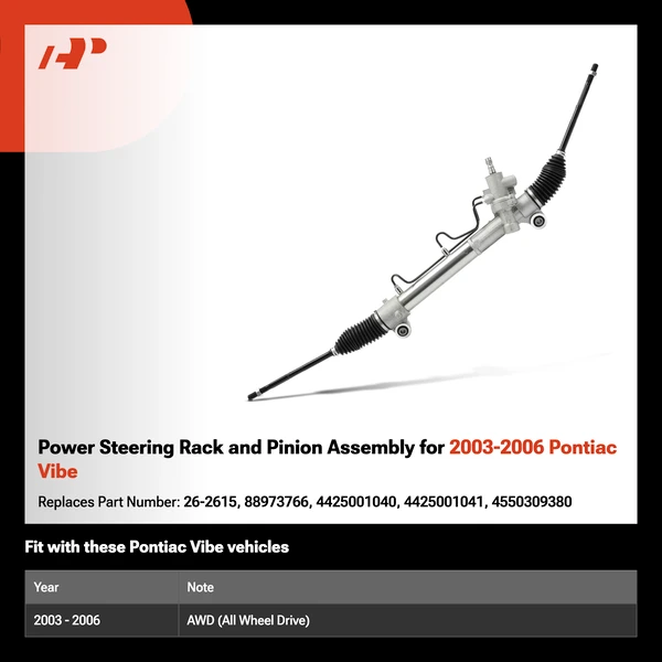 Power Steering Rack and Pinion Assembly for 2003-2006 Pontiac Vibe