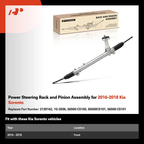 Power Steering Rack and Pinion Assembly for 2016-2018 Kia Sorento