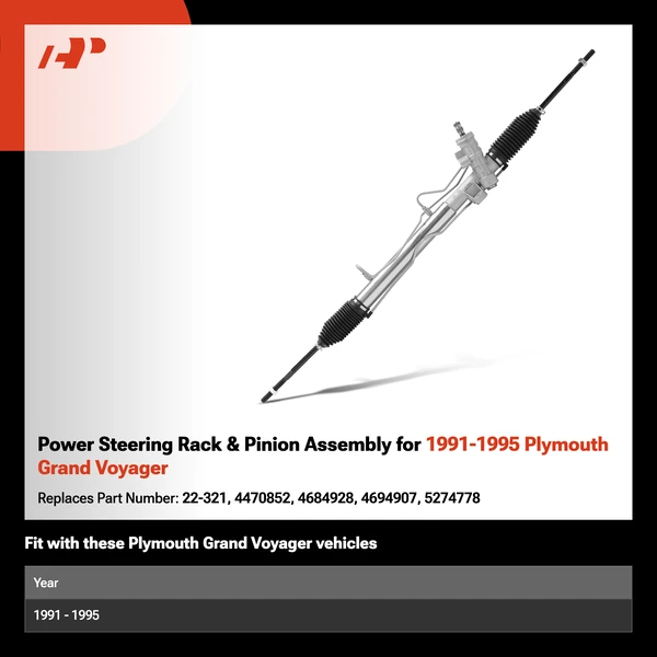 Power Steering Rack & Pinion Assembly for 1991-1995 Plymouth Grand Voyager