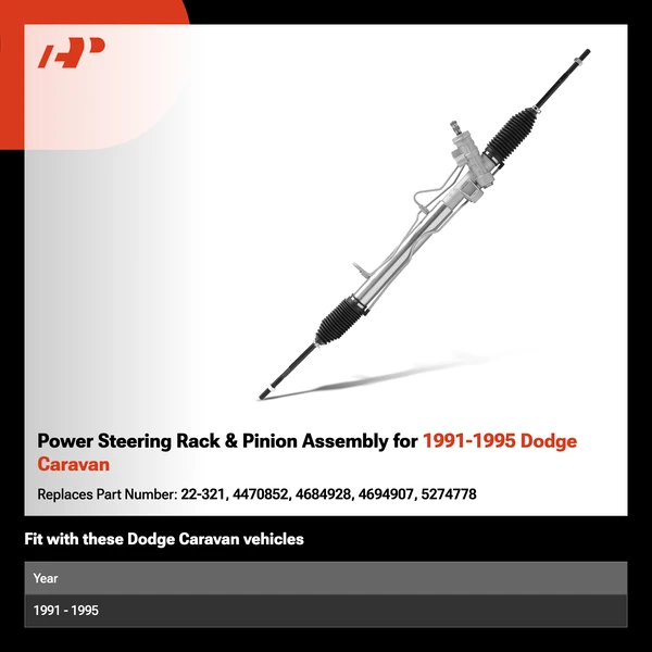 Power Steering Rack & Pinion Assembly for 1991-1995 Dodge Caravan