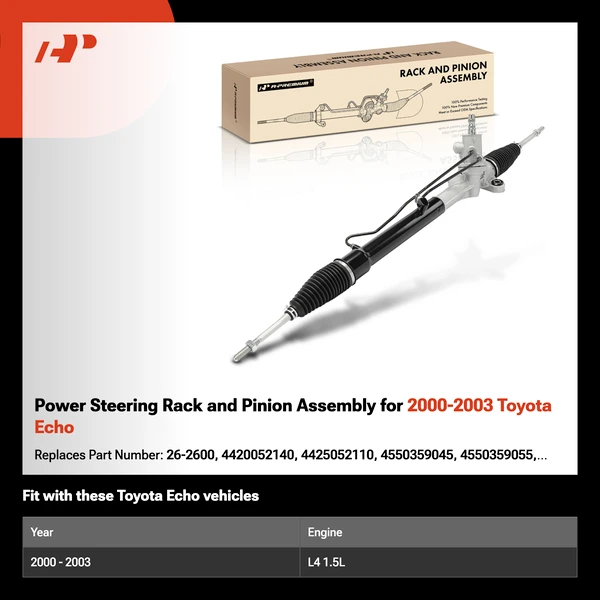 Power Steering Rack and Pinion Assembly for 2000-2003 Toyota Echo