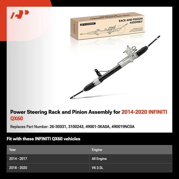 Power Steering Rack and Pinion Assembly for 2014-2020 INFINITI QX60