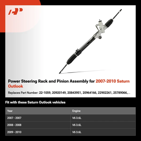 Power Steering Rack and Pinion Assembly for 2007-2010 Saturn Outlook