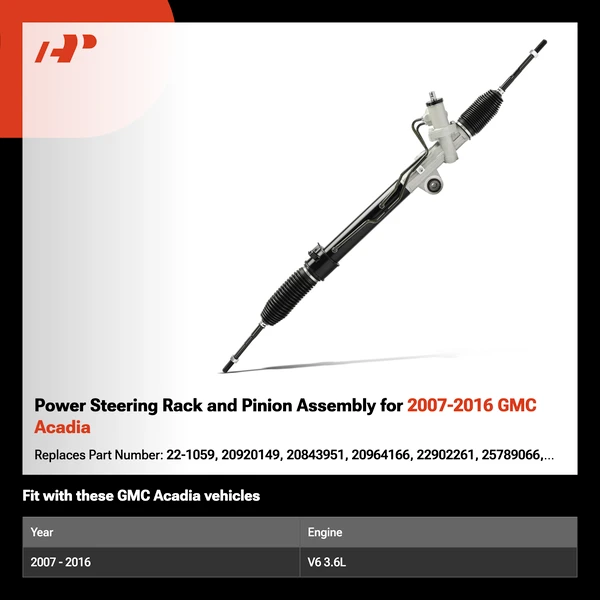 Power Steering Rack and Pinion Assembly for 2007-2016 GMC Acadia