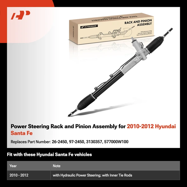 Power Steering Rack and Pinion Assembly for 2010-2012 Hyundai Santa Fe