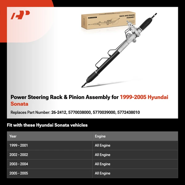 Power Steering Rack & Pinion Assembly for 1999-2005 Hyundai Sonata