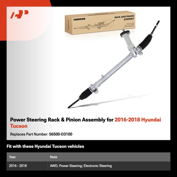 Power Steering Rack & Pinion Assembly for 2016-2018 Hyundai Tucson