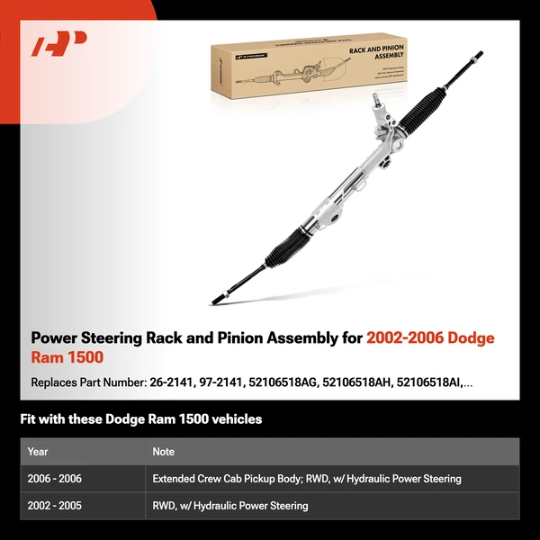 Power Steering Rack and Pinion Assembly for 2002-2006 Dodge Ram 1500