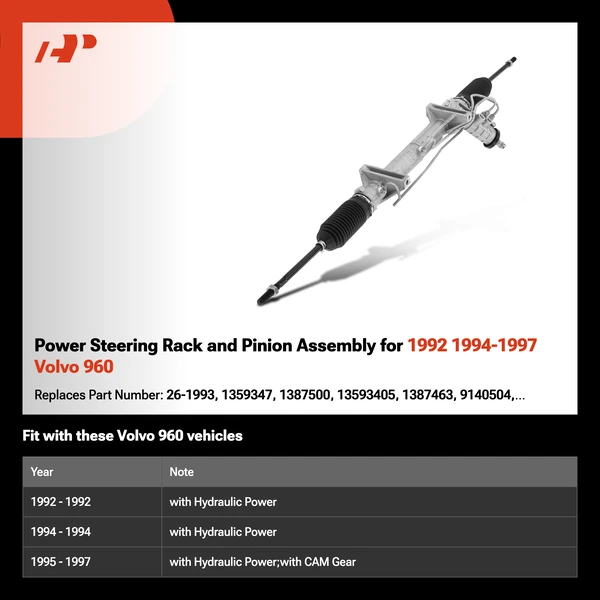 Power Steering Rack and Pinion Assembly for 1992 1994-1997 Volvo 960