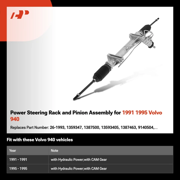 Power Steering Rack and Pinion Assembly for 1991 1995 Volvo 940