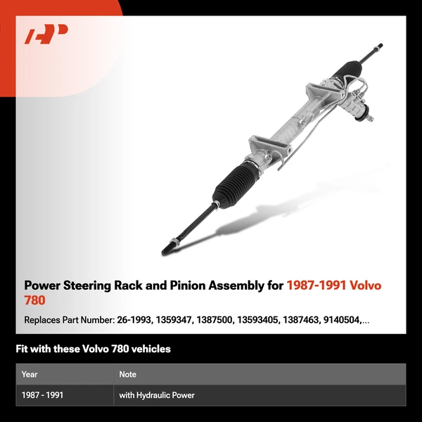 Power Steering Rack and Pinion Assembly for 1987-1991 Volvo 780