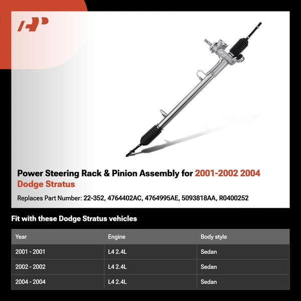 Power Steering Rack & Pinion Assembly for 2001-2002 2004 Dodge Stratus