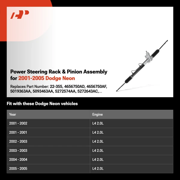 Power Steering Rack & Pinion Assembly for 2001-2005 Dodge Neon