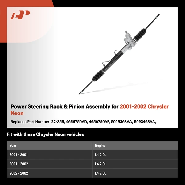 Power Steering Rack & Pinion Assembly for 2001-2002 Chrysler Neon