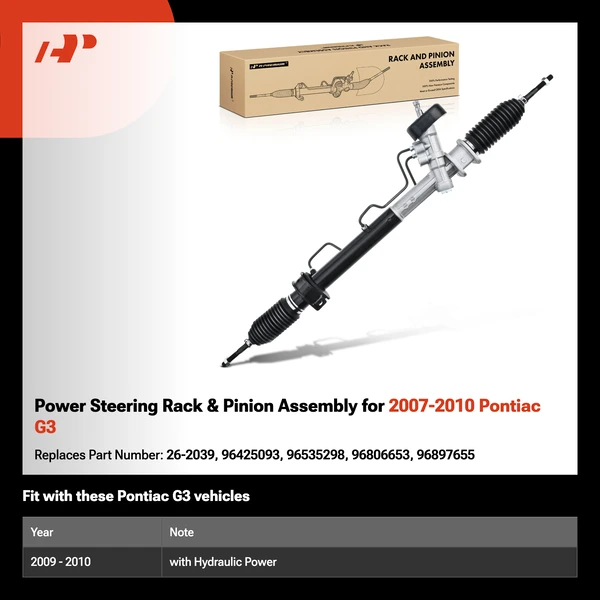 Power Steering Rack & Pinion Assembly for 2007-2010 Pontiac G3